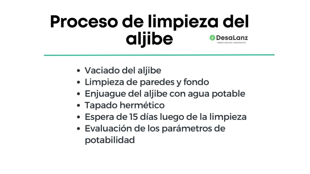 Proceso de limpieza del aljibe