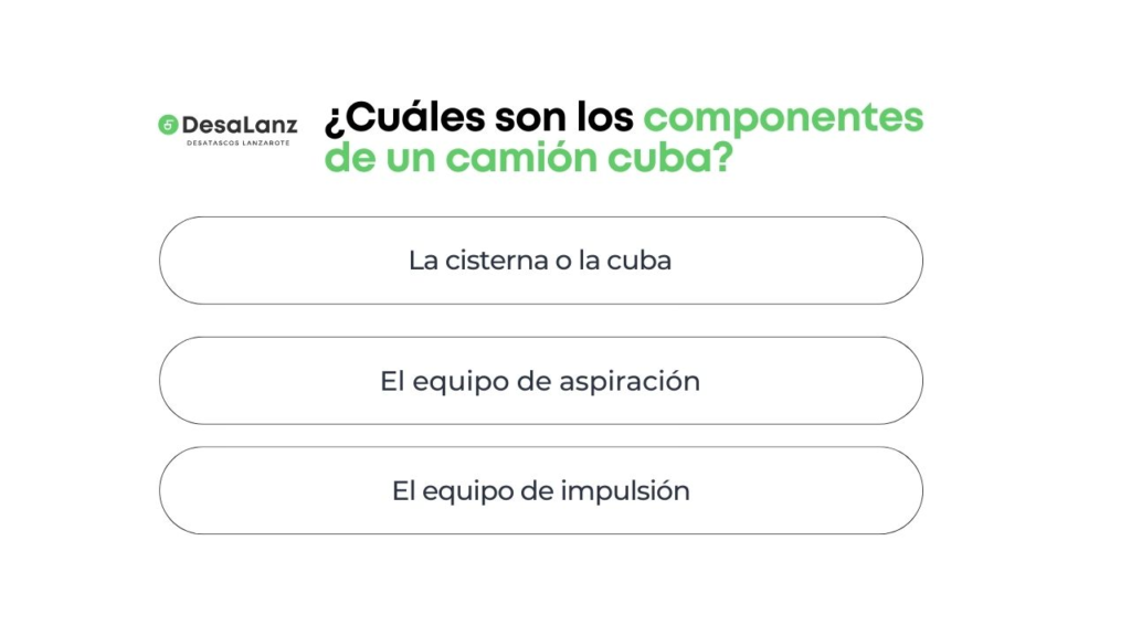 ¿Cuáles son los componentes de un camión cuba