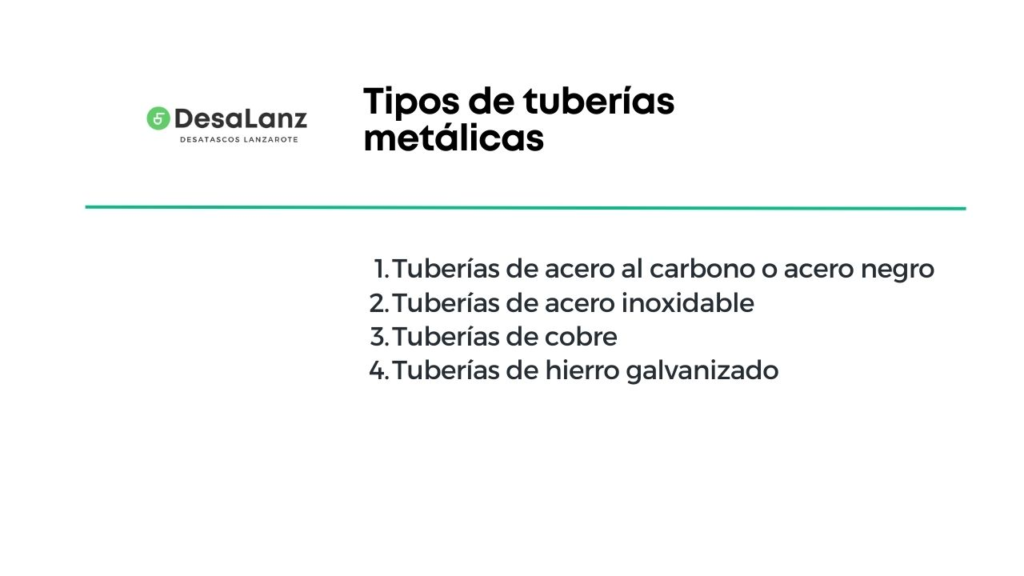 Tipos de tuberías metálicas